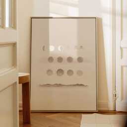 Minimal Celestial Study Moon Phases & Spheres Neutral Japandi Wall Art Modern Meditation Decor Poster Framed Print Canvas - thumbnail 3