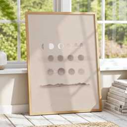 Minimal Celestial Study Moon Phases & Spheres Neutral Japandi Wall Art Modern Meditation Decor Poster Framed Print Canvas - thumbnail 1