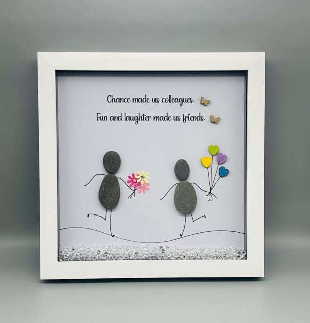 Pebble Art Friendship Gift, Chance Made Us Colleagues Fun & Laughter Friends, Work Bestie Wife Keepsake Gift - image 1