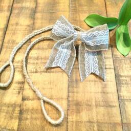 Rustic Burlap Bow Curtain Tie-Backs Braided Hemp Rope, Set Of 2 - thumbnail 2