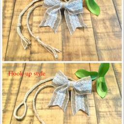 Rustic Burlap Bow Curtain Tie-Backs Braided Hemp Rope, Set Of 2 - thumbnail 4