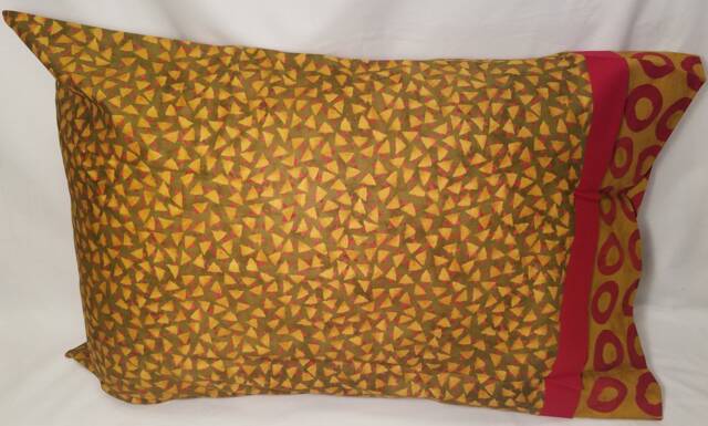 Green Background, Gold Triangles With Red Circle Trim Standard/Queen Pillowcase - image 1