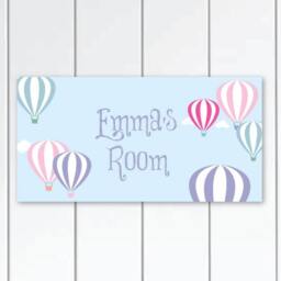 Air-Balloon Girls Bedroom Door Sign Plaque, Baby Nursery Wall Decor, Art - thumbnail 1