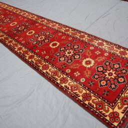 13 Ft Runner Rug Floral Design Afghan Handmade Wool Rug, Geometric Oriental Rug, Hallway Kitchen Tribal Rug - thumbnail 3