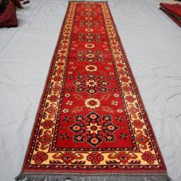 13 Ft Runner Rug Floral Design Afghan Handmade Wool Rug, Geometric Oriental Rug, Hallway Kitchen Tribal Rug - thumbnail 2