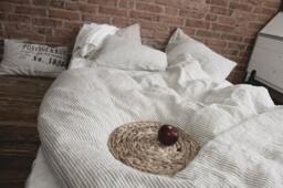Striped Linen Duvet Cover Stonewashed Natural Bedding - thumbnail 1