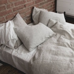 Striped Linen Duvet Cover Stonewashed Natural Bedding - thumbnail 2