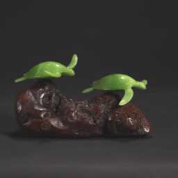 "Turtle Duo Sculpture By John Perry 7In Long ""Jade" - thumbnail 2