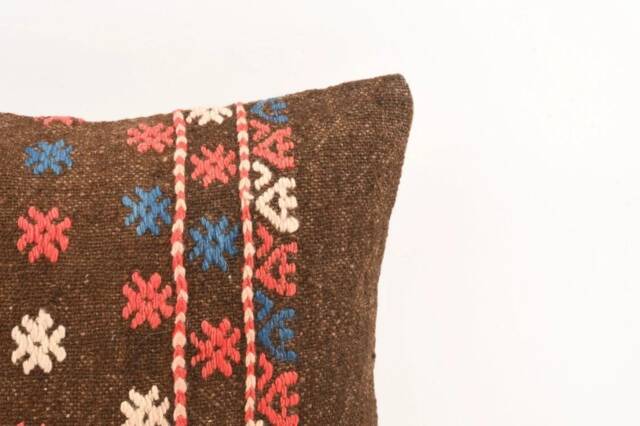 Handwoven Turkish Kilim Pillow Cover Bohemian Home Decor - 16x16 - image 1