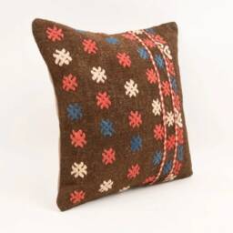 Handwoven Turkish Kilim Pillow Cover Bohemian Home Decor - 16x16 - thumbnail 3