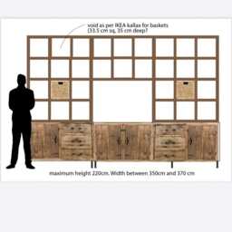 Custom Reclaimed Solid Wood Media Wall - Made To Measure Handmade Tv Unit Storage - thumbnail 2