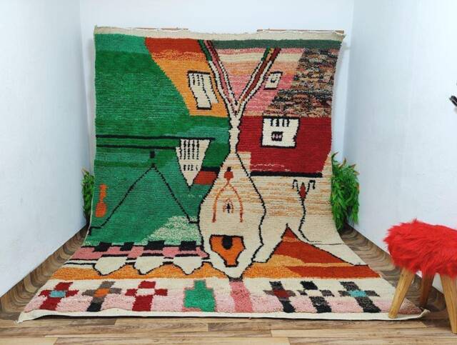 Handmade Boujad Wool Rug Authentic Moroccan Berber Carpet - image 1