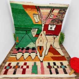 Handmade Boujad Wool Rug Authentic Moroccan Berber Carpet - thumbnail 4