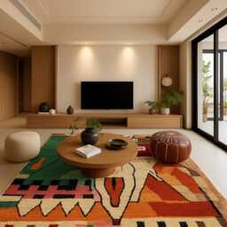 Handmade Boujad Wool Rug Authentic Moroccan Berber Carpet - thumbnail 2