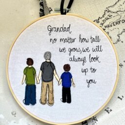 Grandad Picture Freehand Embroidered Decorative Hanging Hoop - thumbnail 3