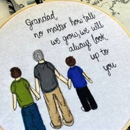 Grandad Picture Freehand Embroidered Decorative Hanging Hoop - thumbnail 2