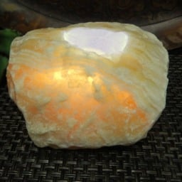 Mexican Orange Calcite Crystal Tea Light Candle Holder - thumbnail 2