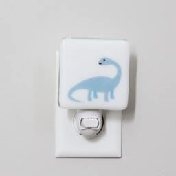 Blue Brontosaurus Dinosaur Fused Glass Nightlight - Nursery Baby Shower Gift Little Boy Kids
