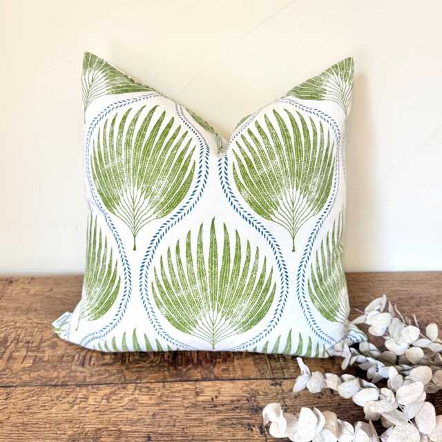 1709. Penelope Olive Green Handmade 100% Cotton Cushion Cover, Various Sizes - image 1