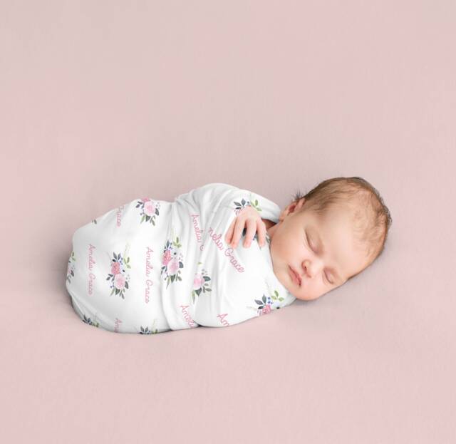 Baby Girl Swaddle Blanket, Personalized Name Birth Announcement Name, Hospital Swaddle, Newborn Photos - image 1