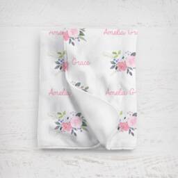 Baby Girl Swaddle Blanket, Personalized Name Birth Announcement Name, Hospital Swaddle, Newborn Photos - thumbnail 2