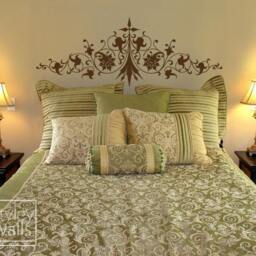 Ornate Bed Headboard Vinyl Wall Decal, Head Decal Sticker, Room Decor Sticker - thumbnail 2