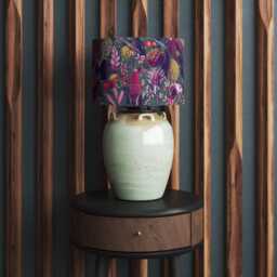 Dark Green Tropical Flowers Print Velvet Lampshade 25cm 30cm 35cm 40cm 45cm - Drum Lamp Shade Handmade Home Decor Ceiling Bright Floral - thumbnail 2