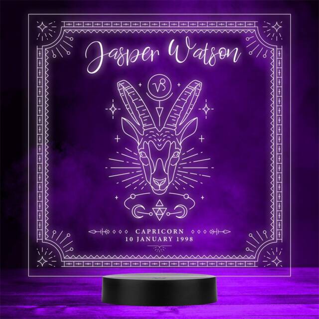 Zodiac Sign Capricorn Date Of Birth Personalised Gift Any Colour Led Night Light - image 1