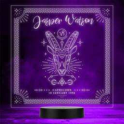 Zodiac Sign Capricorn Date Of Birth Personalised Gift Any Colour Led Night Light - thumbnail 1