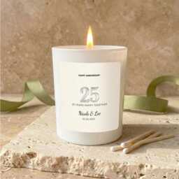 Personalised 25Th Anniversary Candle, Silver Wedding Gift, Custom 25 Years Happy Together Present - thumbnail 1