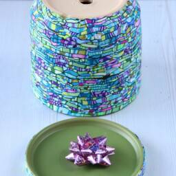 Teal, Green & Purple Indoor Planter With Saucer, Drainage Plate - thumbnail 3