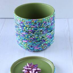 Teal, Green & Purple Indoor Planter With Saucer, Drainage Plate - thumbnail 2