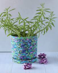 Teal, Green & Purple Indoor Planter With Saucer, Drainage Plate