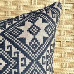 Black Neutral Tribal Hemp Hand Woven Natural Dye Color Lumbar Pillow Cover - Stains - thumbnail 3