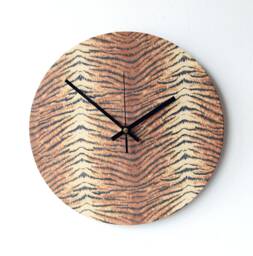 Tiger Skin Clock - Print Fabric Faux Decoupage Animal Brown & Beige - thumbnail 1