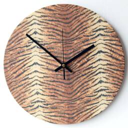 Tiger Skin Clock - Print Fabric Faux Decoupage Animal Brown & Beige - thumbnail 2