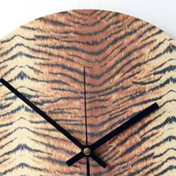 Tiger Skin Clock - Print Fabric Faux Decoupage Animal Brown & Beige - thumbnail 3