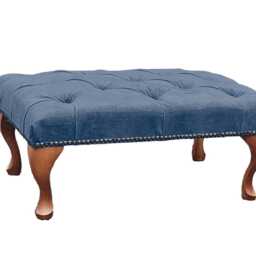 Chesterfield High Back Wing Chair & Stool - Presented in Luxury Blue Velvet The Kensington - thumbnail 2
