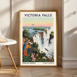 Victoria Falls Travel Print Wall Art Zambia Hanging Home D??cor Waterfall Gift Lovers Lover Zimbabwe - thumbnail 1
