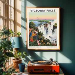 Victoria Falls Travel Print Wall Art Zambia Hanging Home D??cor Waterfall Gift Lovers Lover Zimbabwe - thumbnail 2