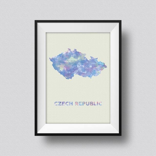 Czech Republic Watercolor Map Art Print Ink Splash Poster Canvas