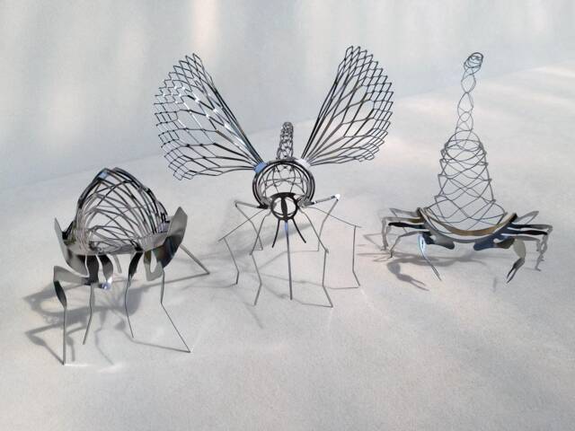 Stainless Steel Insect Wire Sculpture Zoology Desk Decor - image 1
