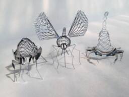 Stainless Steel Insect Wire Sculpture Zoology Desk Decor