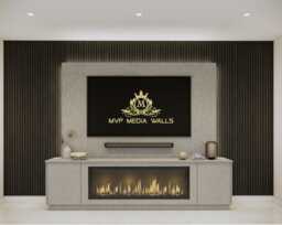 Media Wall Package - 2M Floor Standing Unit 40' Electric Fire Tv Panel - thumbnail 1