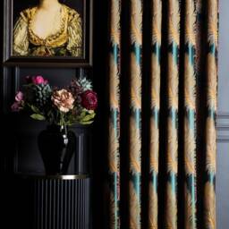 Luxury Green Leaf Pattern Curtains - Floral Drapes For Bedroom, Living Room & Kitchen, Custom Size Drapes, Backtab Curtains, Gift Home - thumbnail 3