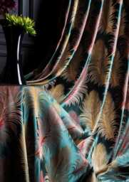 Luxury Green Leaf Pattern Curtains - Floral Drapes For Bedroom, Living Room & Kitchen, Custom Size Drapes, Backtab Curtains, Gift Home - thumbnail 1