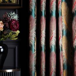 Luxury Green Leaf Pattern Curtains - Floral Drapes For Bedroom, Living Room & Kitchen, Custom Size Drapes, Backtab Curtains, Gift Home - thumbnail 2