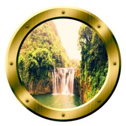 Waterfall 3D Porthole Vinyl Forest Scenery Decal Wall Art - Vwaq Gp13 - thumbnail 2