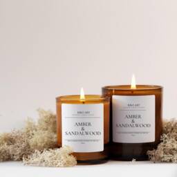 Soy Sandalwood & Amber 20Cl/30Cl Amber Refillable Glass Jars Perfect Gift Candle For Her Birthday Personalised Gifts - thumbnail 2