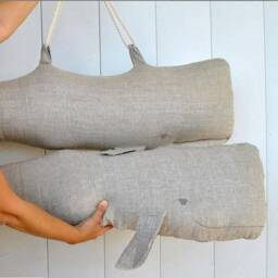 Linen Whale Pillow Or Wall Hanging Decor, Large Stuffed Animal Cushion - thumbnail 4